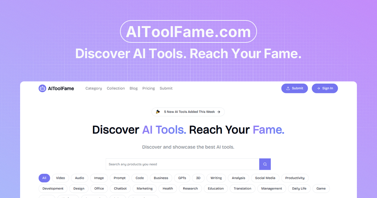 AIToolFame - Popular AI Tools Directory